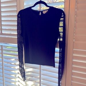 Alexander McQueen stunning black sweater //lace sleeves.